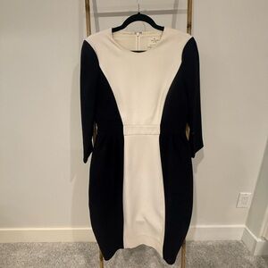 Kate Spade Cream and Black Sheath Dress 3/4 Sleeve